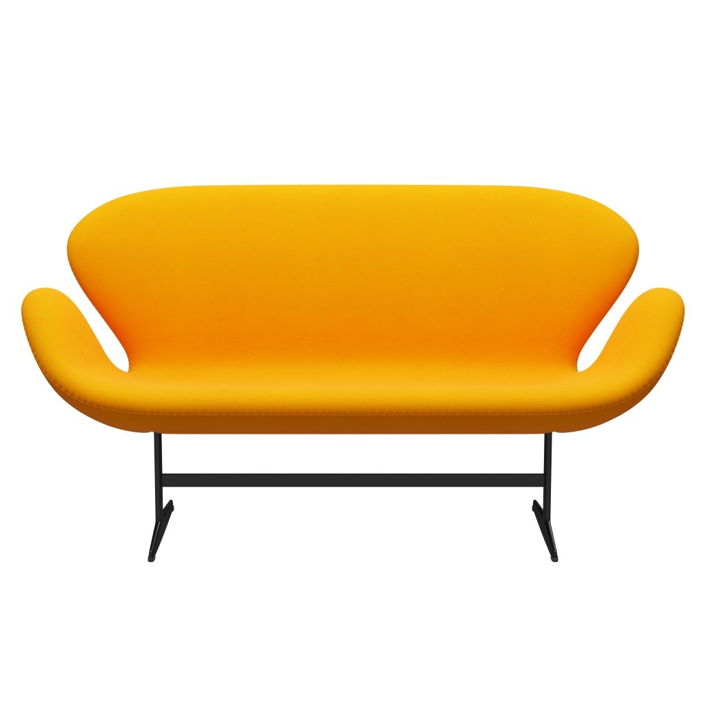 Fritz Hansen Swan Sofa 2 Seater, Black Lacquered/Divina Orange (426)