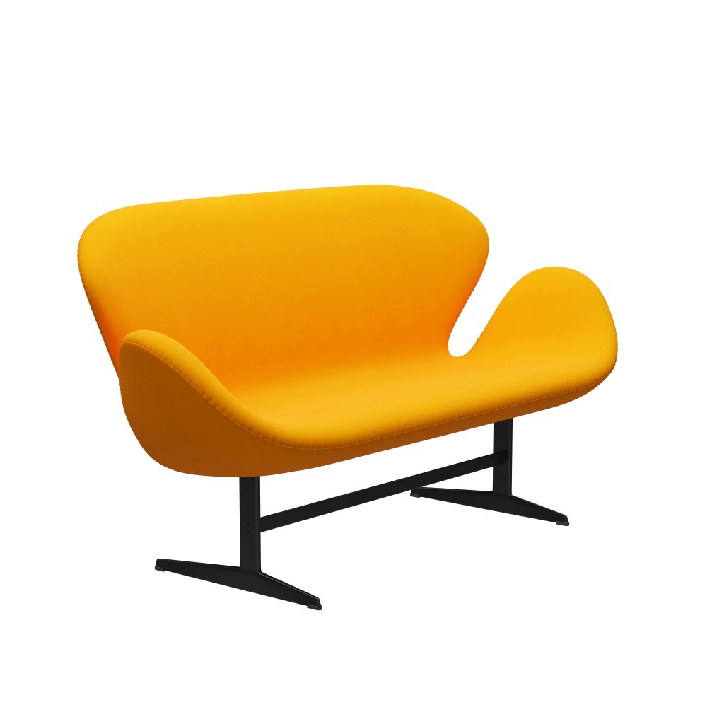 Fritz Hansen Swan Sofa 2, czarny lakier/Divina Orange (426)