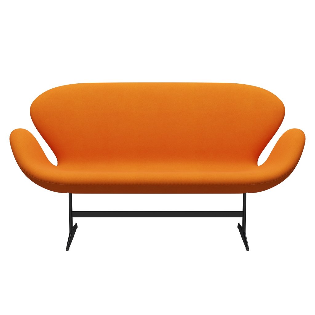 Fritz Hansen Swan Sofa 2 osobę, czarny lakier/Divina Orange (444)