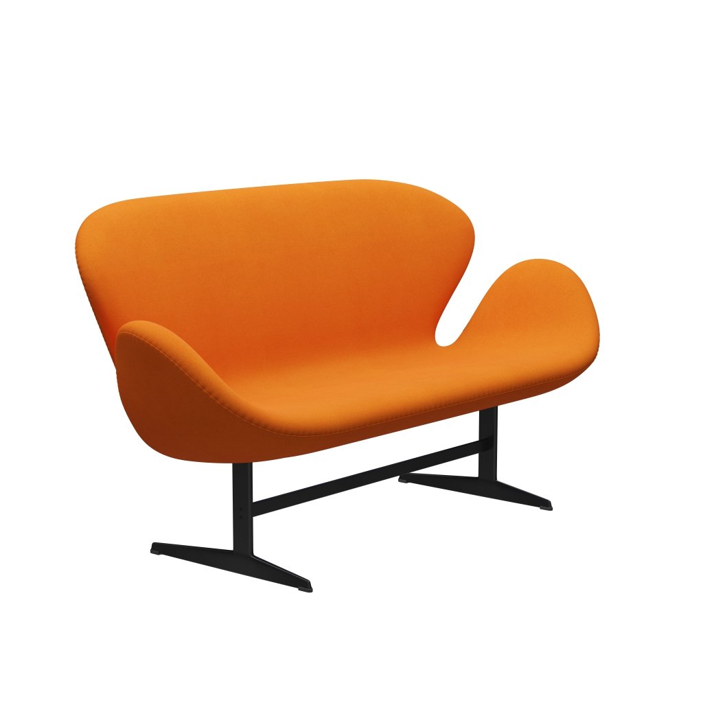 Fritz Hansen Swan Sofa 2 osobę, czarny lakier/Divina Orange (444)