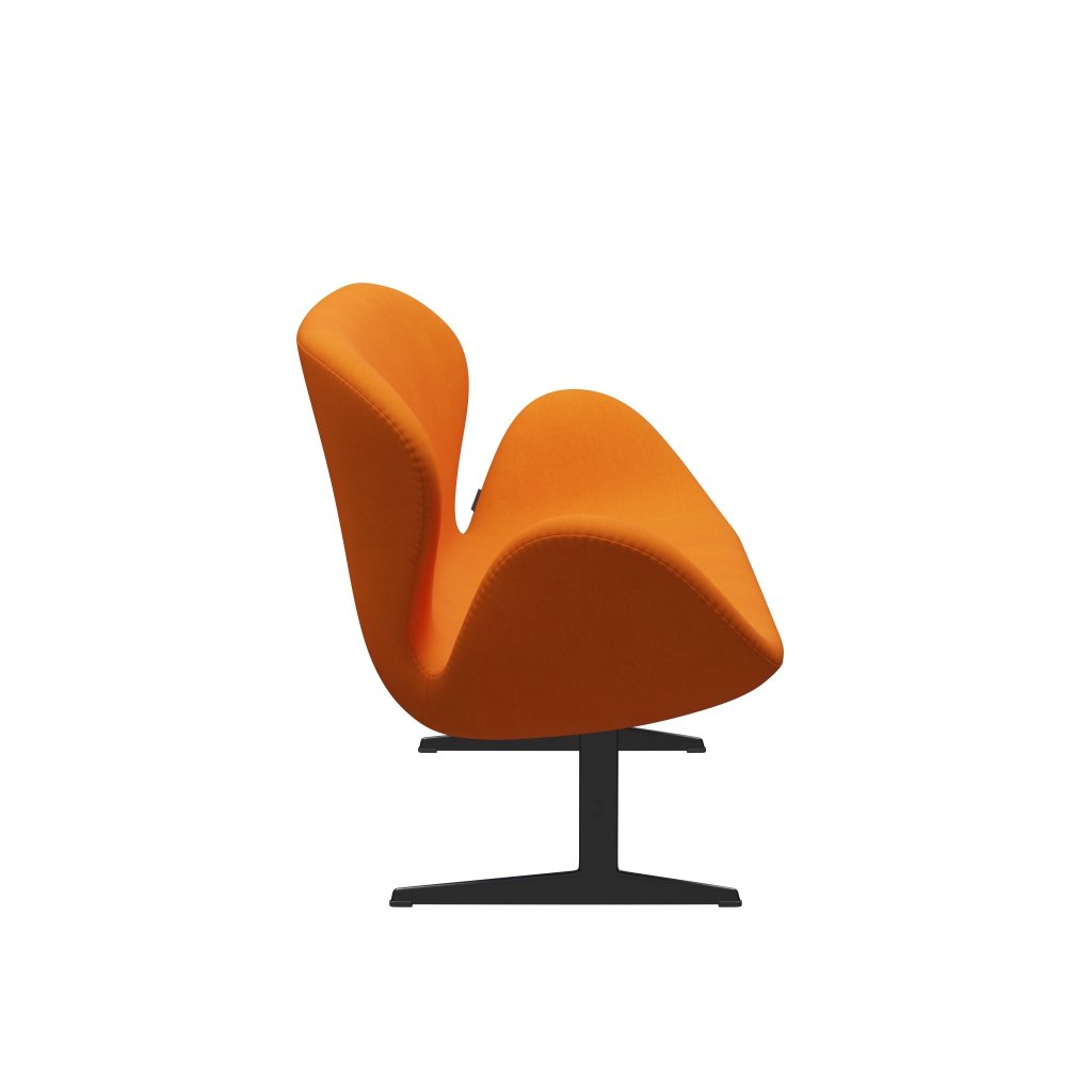 Fritz Hansen Swan Sofa 2 osobę, czarny lakier/Divina Orange (444)