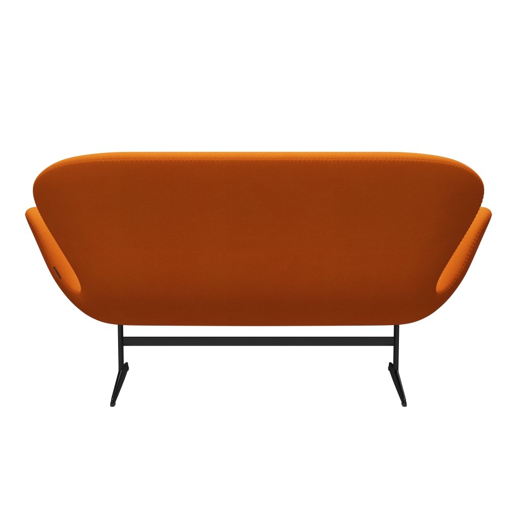 Fritz Hansen Swan Sofa 2 osobę, czarny lakier/Divina Orange (444)