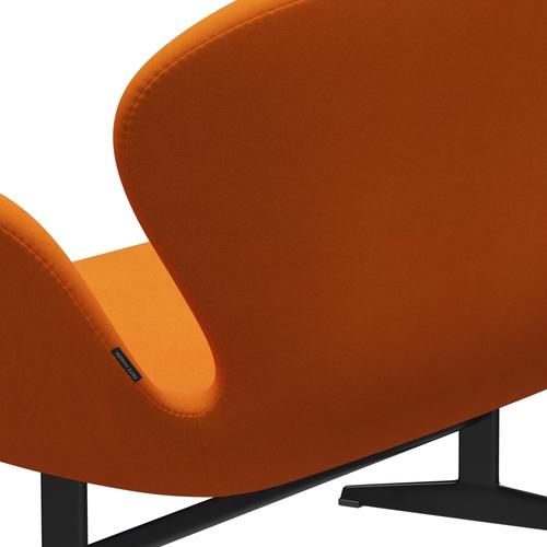 Fritz Hansen Swan Sofa 2 osobę, czarny lakier/Divina Orange (444)