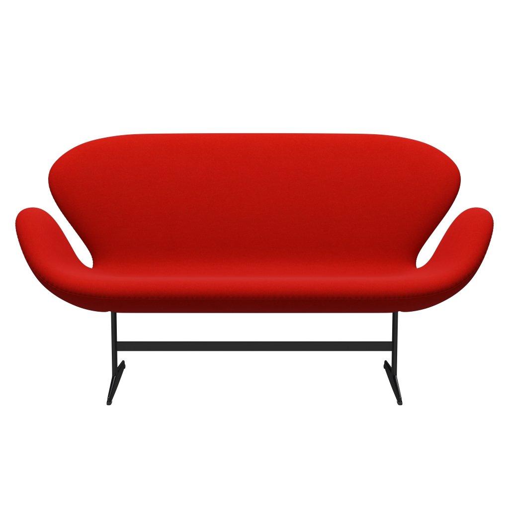 Fritz Hansen Swan Sofa 2 osobę, czarny lakier/Divina Red (562)