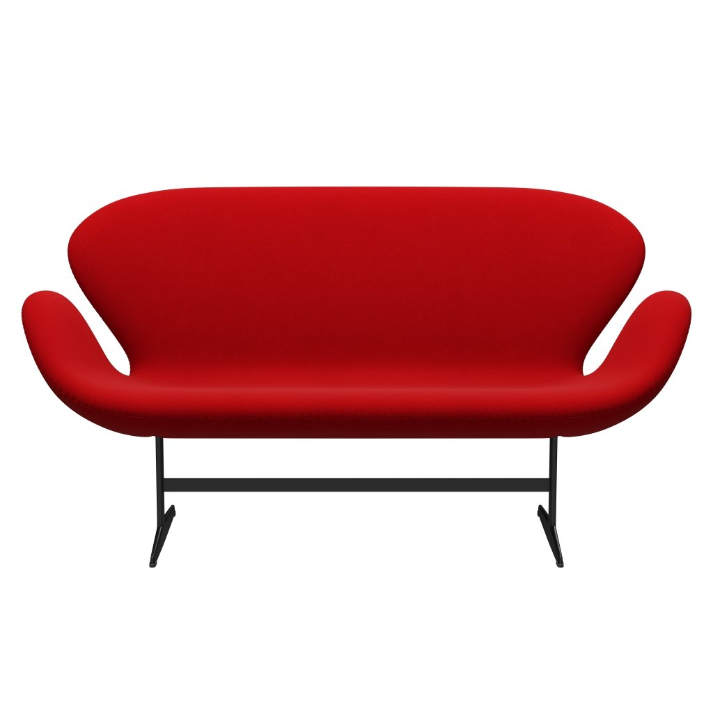 Fritz Hansen Swan Sofa 2, czarny lakier/Divina Red (623)