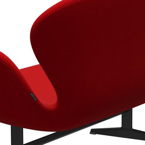 Fritz Hansen Swan Sofa 2 Seater, Black Lacquered/Divina Red (623)