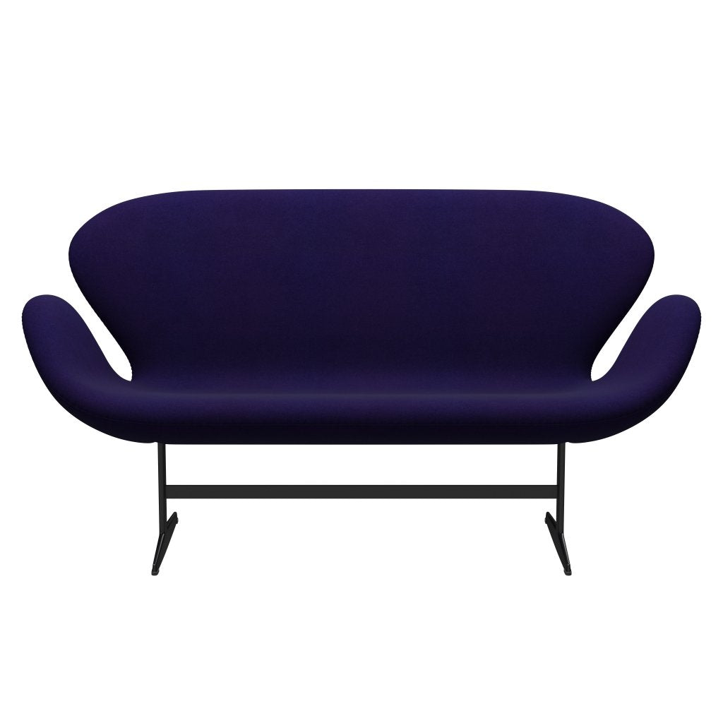 Fritz Hansen Swan Sofa 2 osobę, czarny lakier/Divina Violet Dark (692)