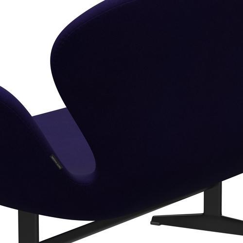 Fritz Hansen Swan Sofa 2 osobę, czarny lakier/Divina Violet Dark (692)