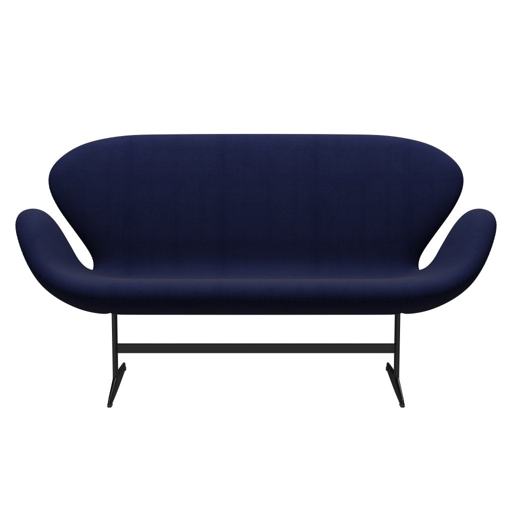 Fritz Hansen Swan Sofa 2 osobę, czarny lakier/sława ciemnoniebieska (66005)