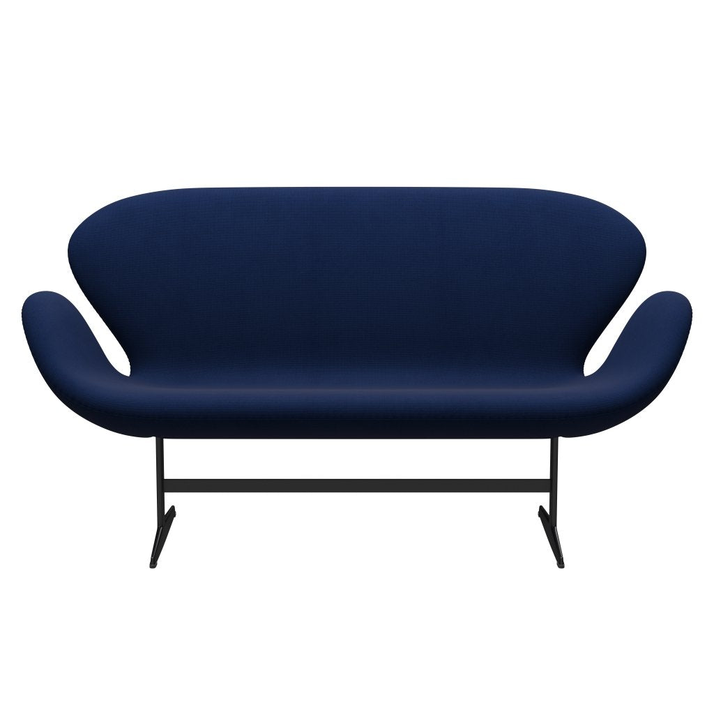 Fritz Hansen Swan Sofa 2 osobę, czarny lakier/sława ciemnoniebieska (66071)