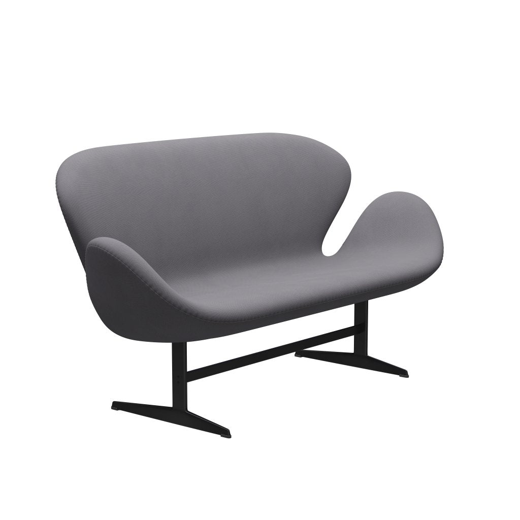 Fritz Hansen Swan Sofa 2 Seater, Black Lacquered/Fame Grey (60078)