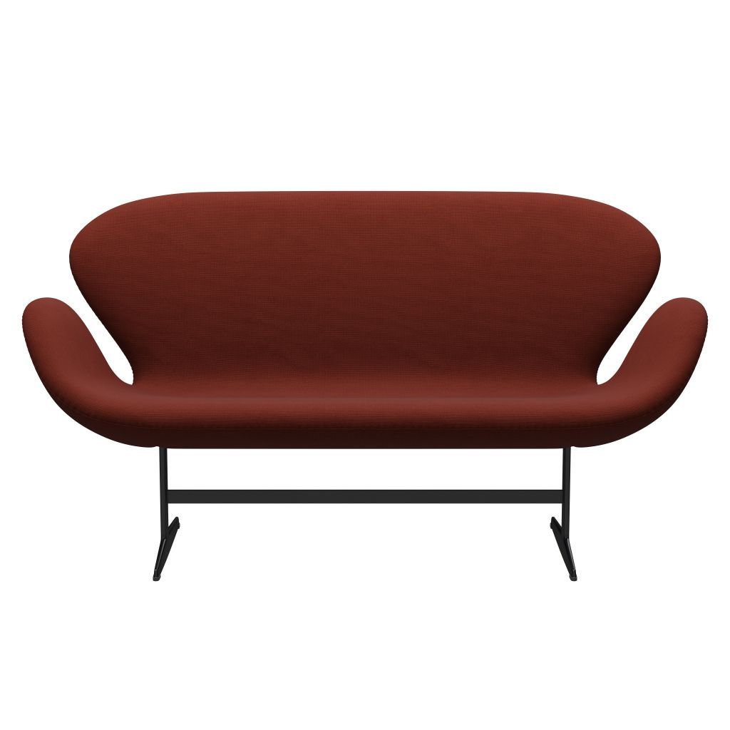 Fritz Hansen Swan Sofa 2 osobę, czarny lakier/sława jasnobrązowa (63076)