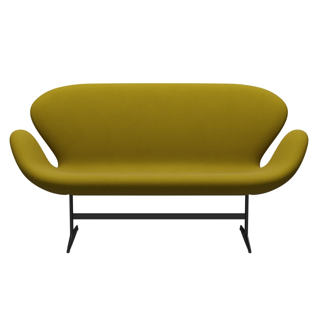 Fritz Hansen Swan Sofa 2 osobę, czarny lakier/sława oliwna zielona