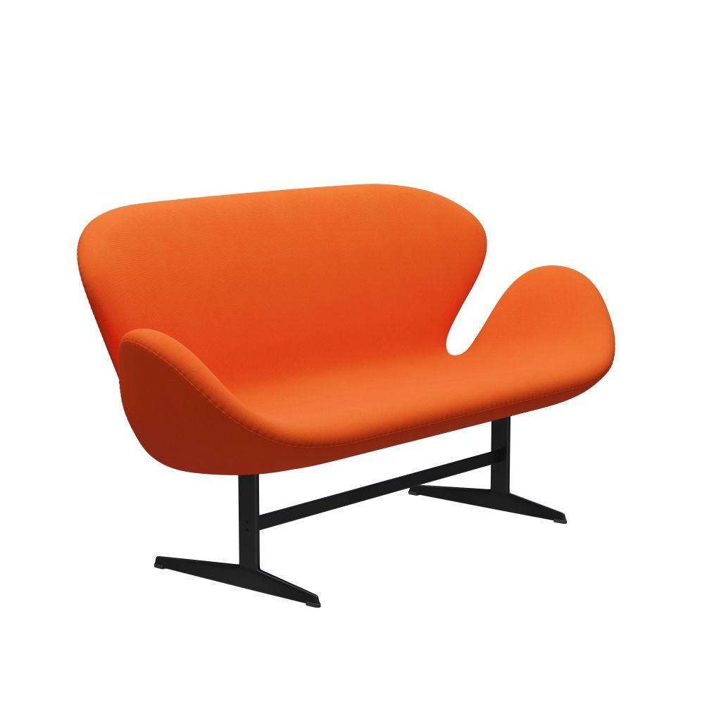 Fritz Hansen Swan Sofa 2 Seater, Black Lacquered/Fame Orange (63016)