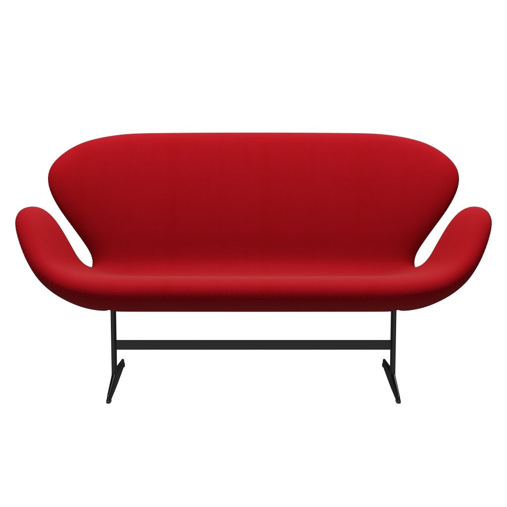 Fritz Hansen Swan Sofa 2 osobę, czarny lakier/sława czerwona (64089)