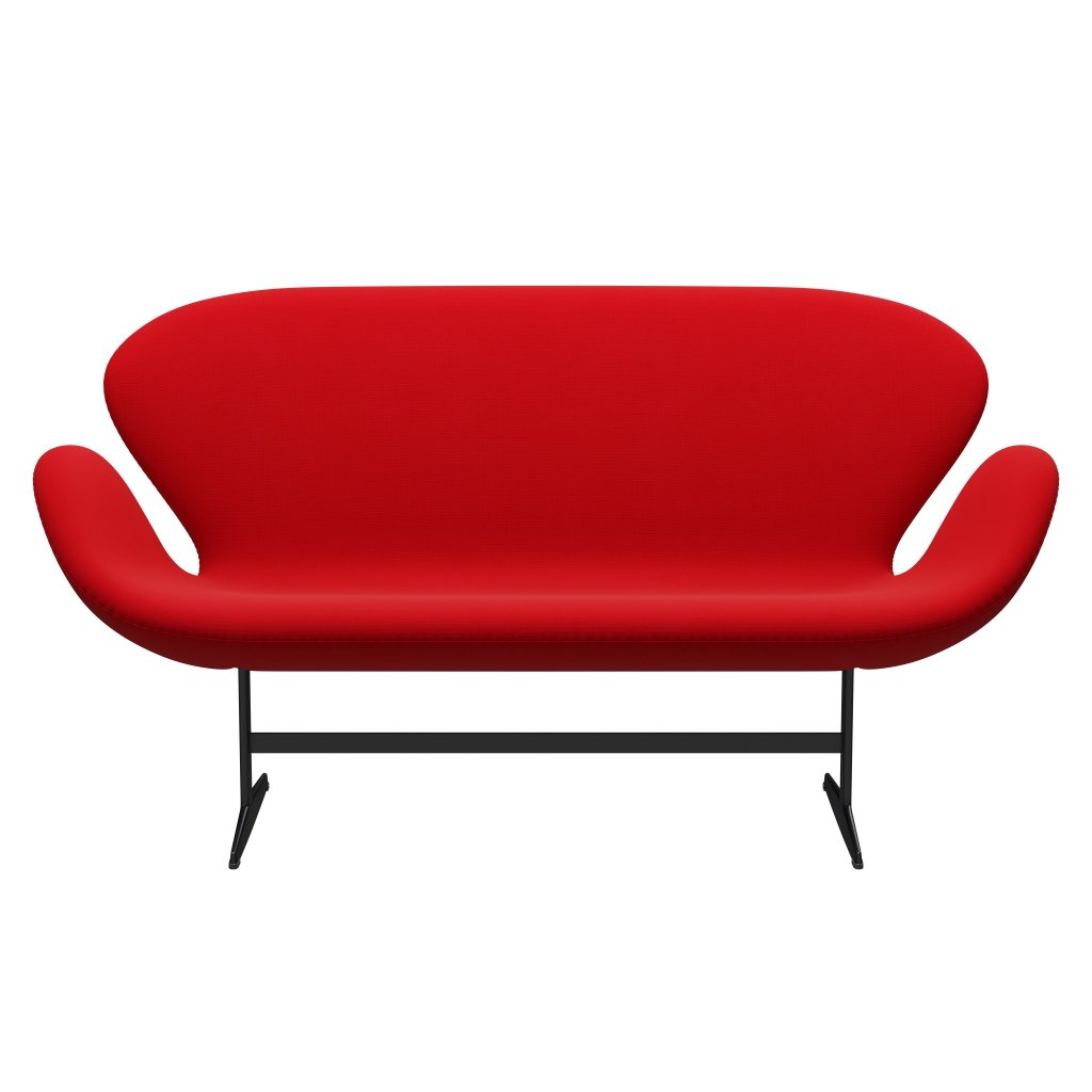 Fritz Hansen Swan Sofa 2 osobę, czarny lakier/sława czerwona (64119)