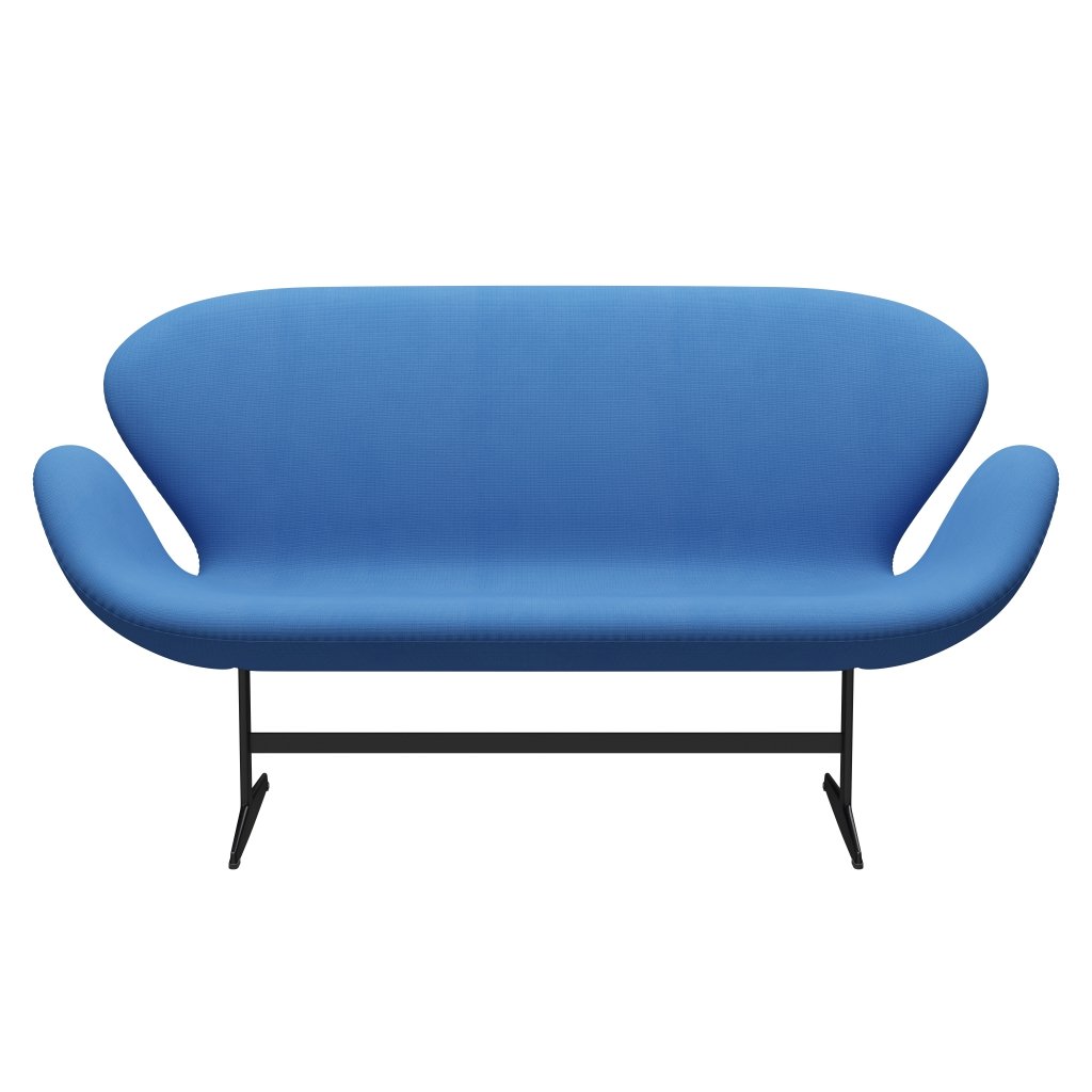 Fritz Hansen Swan Sofa 2 osobę, czarny lakierowany/sławny turkus (66118)