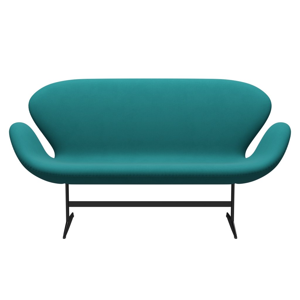 Fritz Hansen Swan Sofa 2 osobę, czarny lakierowany/sławny turkus (67016)