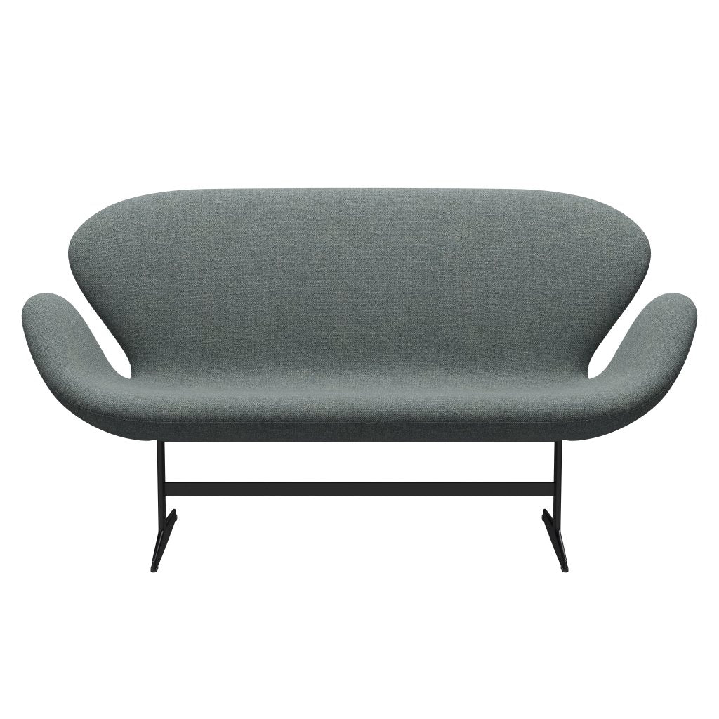 Fritz Hansen Swan Sofa 2 osobę, czarny lakier/halingdal grey