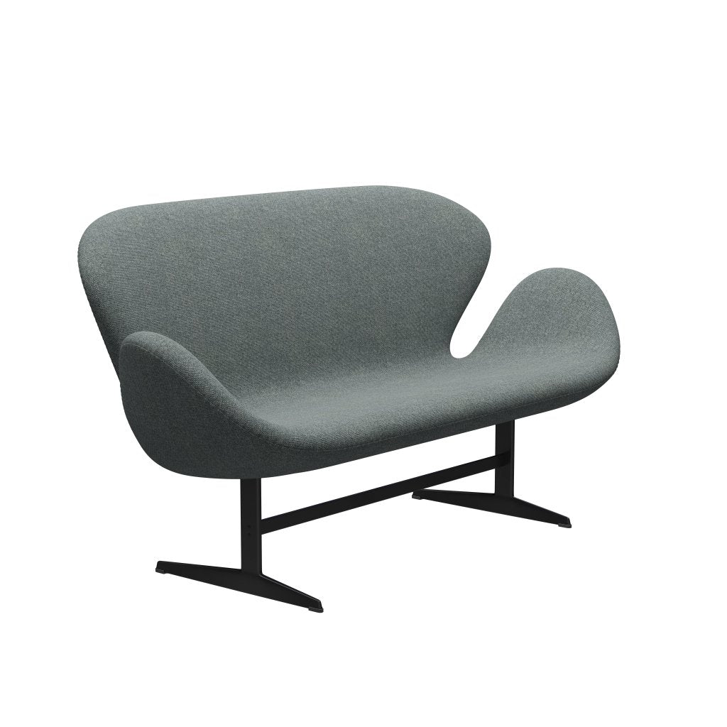 Fritz Hansen Swan Sofa 2 osobę, czarny lakier/halingdal grey