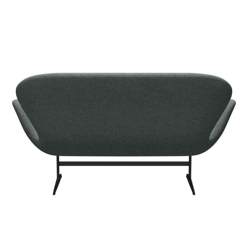 Fritz Hansen Swan Sofa 2 osobę, czarny lakier/halingdal grey