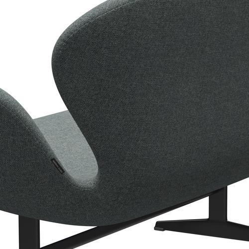 Fritz Hansen Swan Sofa 2 Seater, Black Lacquered/Hallingdal Grey