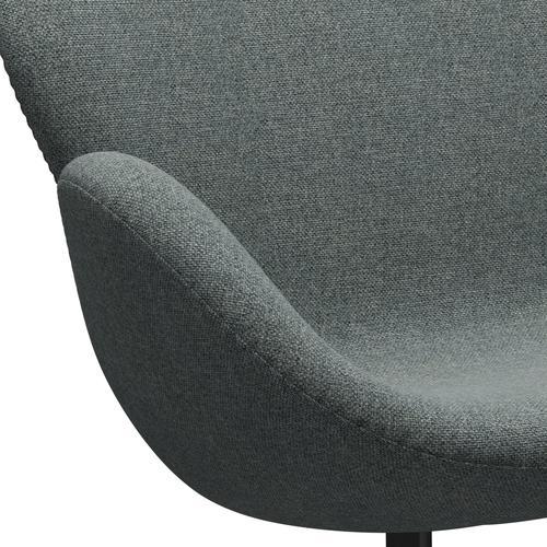 Fritz Hansen Swan Sofa 2 Seater, Black Lacquered/Hallingdal Grey