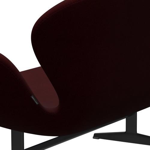 [product_category]-Fritz Hansen Swan Sofa 2 Seater, Black Lacquered/Hallingdal Wine Red-Fritz Hansen-3321-HAL694-BLLA-FRI-5