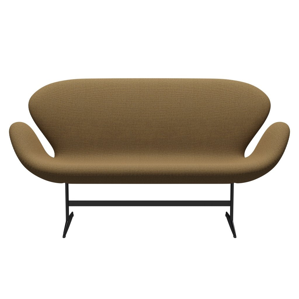 Fritz Hansen Swan Sofa 2 osobę, czarny lakier/re wełniany musztarda/naturalny