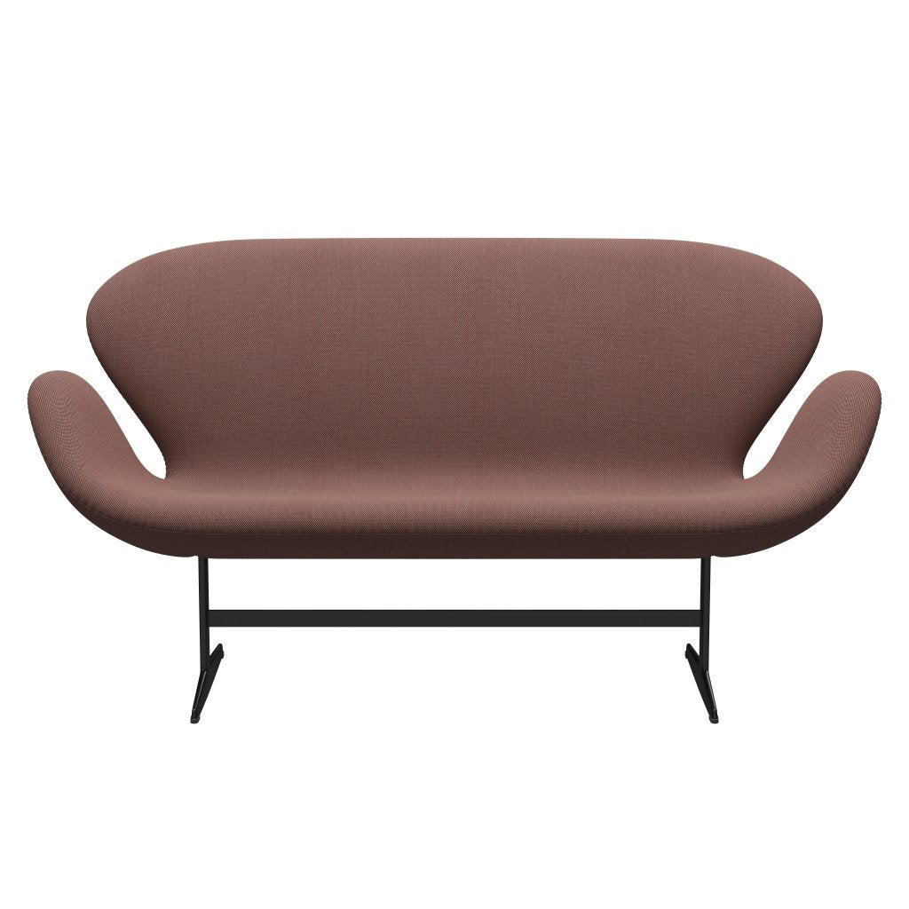 Fritz Hansen Swan Sofa 2 osobę, czarny lakier/stalcut trio jasnobrązowy i czerwony/zielony