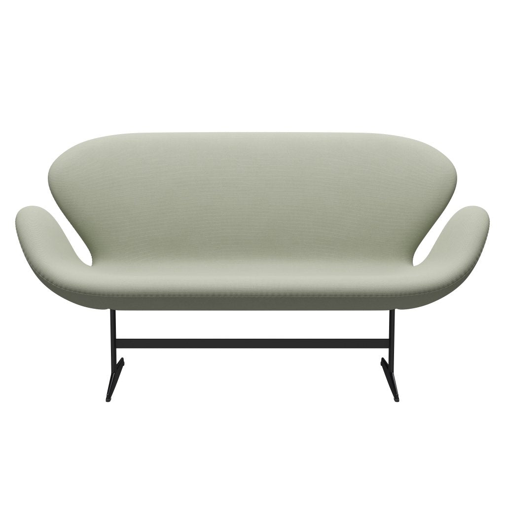 Fritz Hansen Swan Sofa 2 osobę, czarne lakierowane/stalowe turkusowe światło