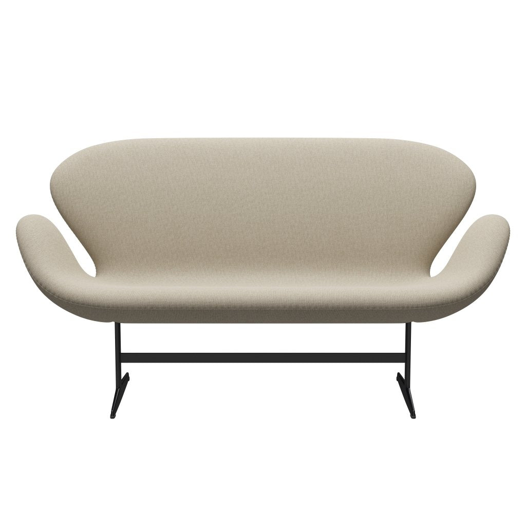 Fritz Hansen Swan Sofa 2 osobę, czarny lakier/sunniva Light Beige