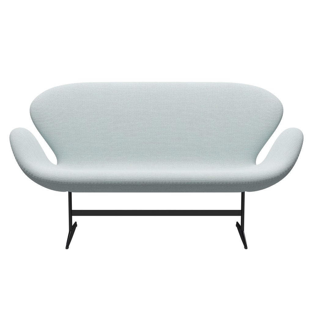 Fritz Hansen Swan Sofa 2 Seater, Black Lacquered/Sunniva White/Light Blue