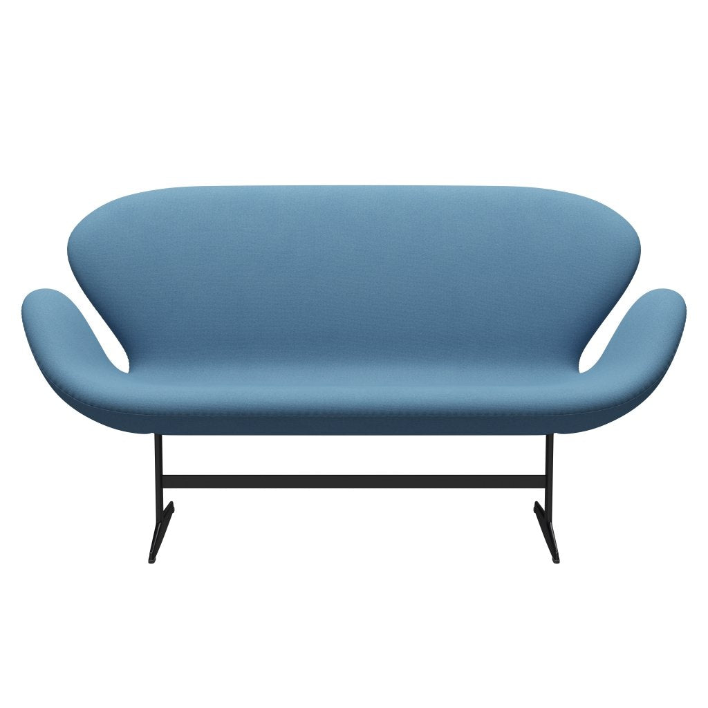 Fritz Hansen Swan Sofa 2 osobę, czarny lakier/tonus pastelowy niebieski