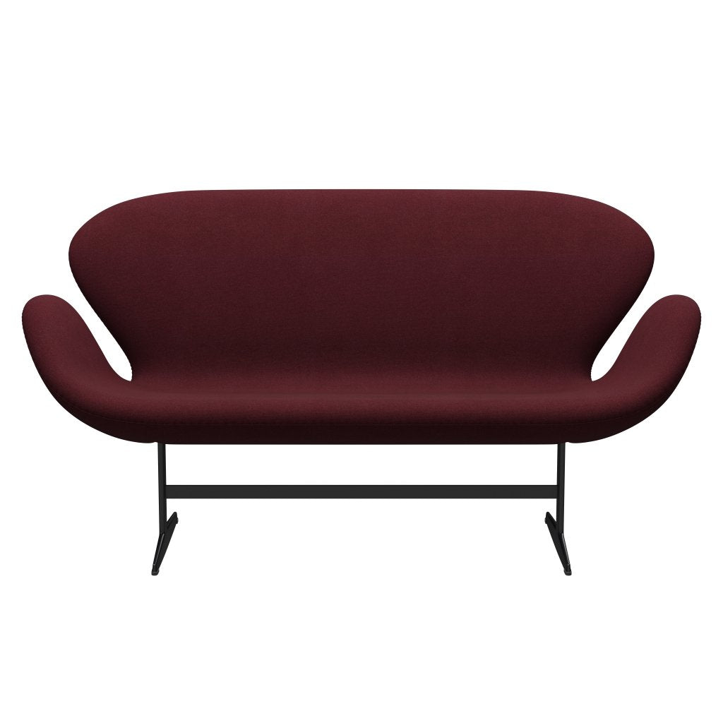 Fritz Hansen Swan Sofa 2 Seater, Black Lacquered/Tonus Wine Red