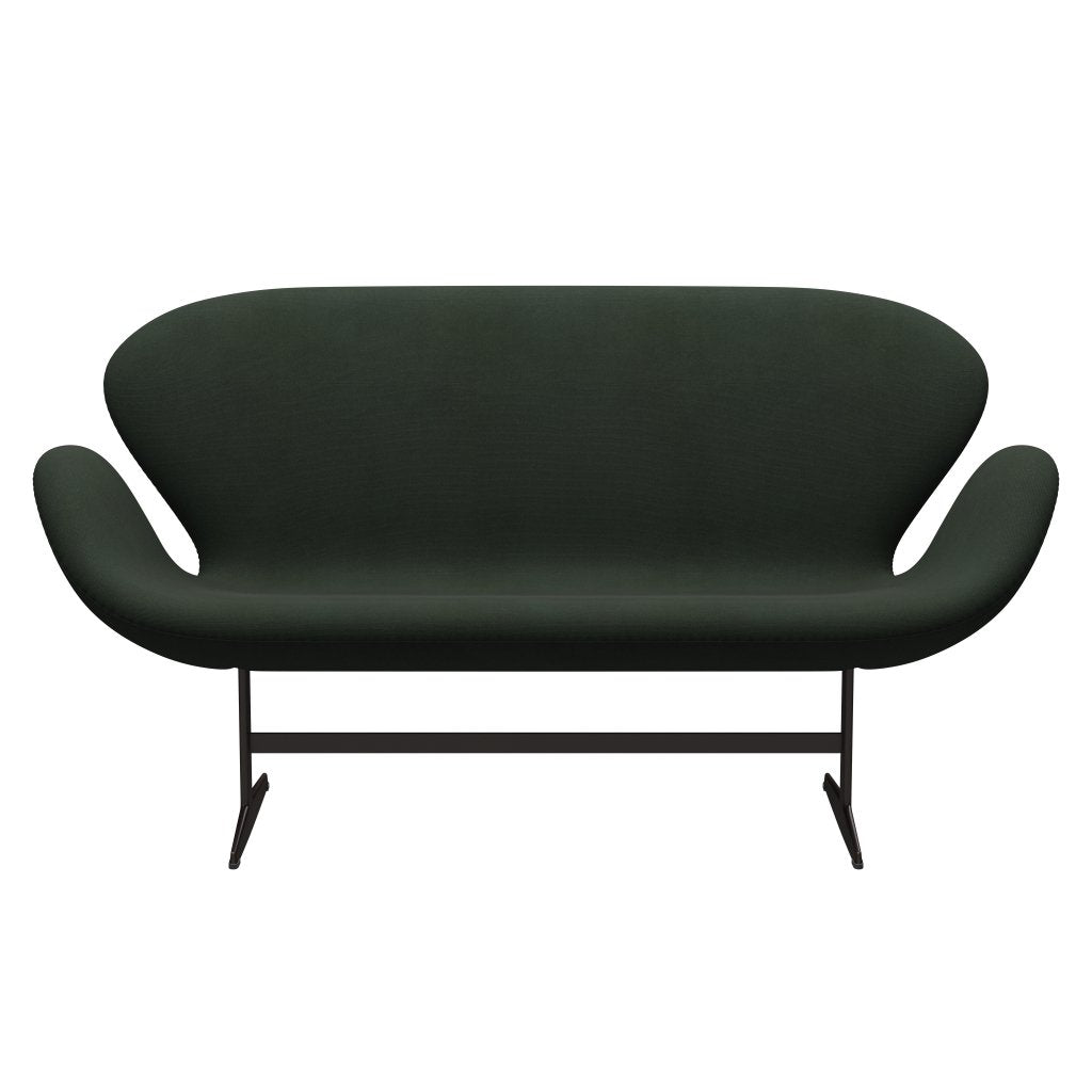 Fritz Hansen Swan Sofa 2 osobę, brązowy brąz/stalcut ciemnozielony armia zielony