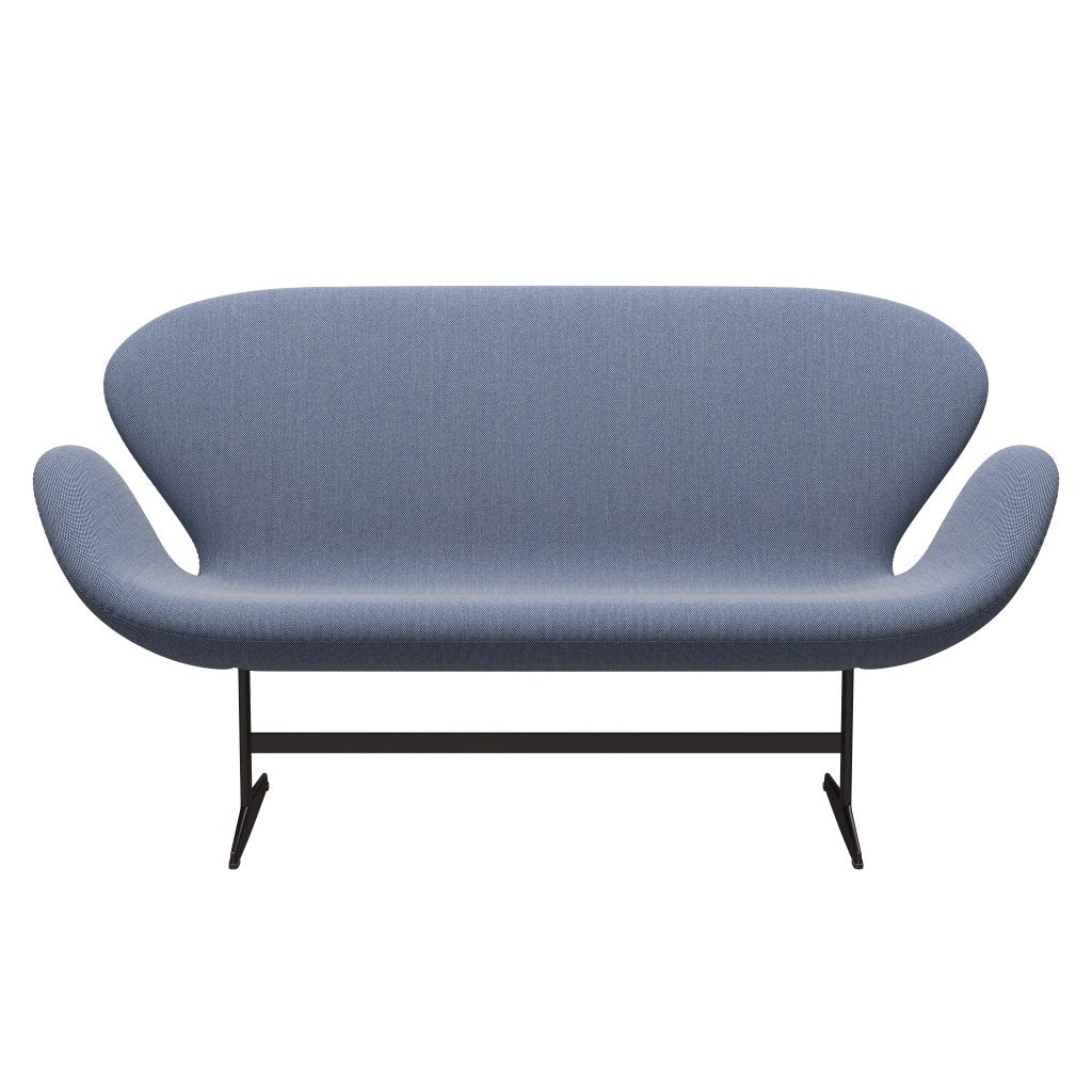 Fritz Hansen Swan Sofa 2 osobę, brązowy brąz/stalcut trio biały/niebieski