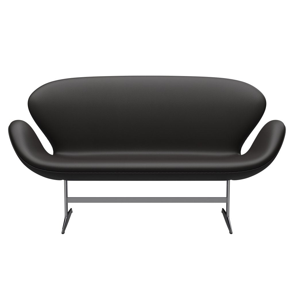 Fritz Hansen Swan Sofa 2, satynowy szczotkowany aluminium/aura czarny brąz