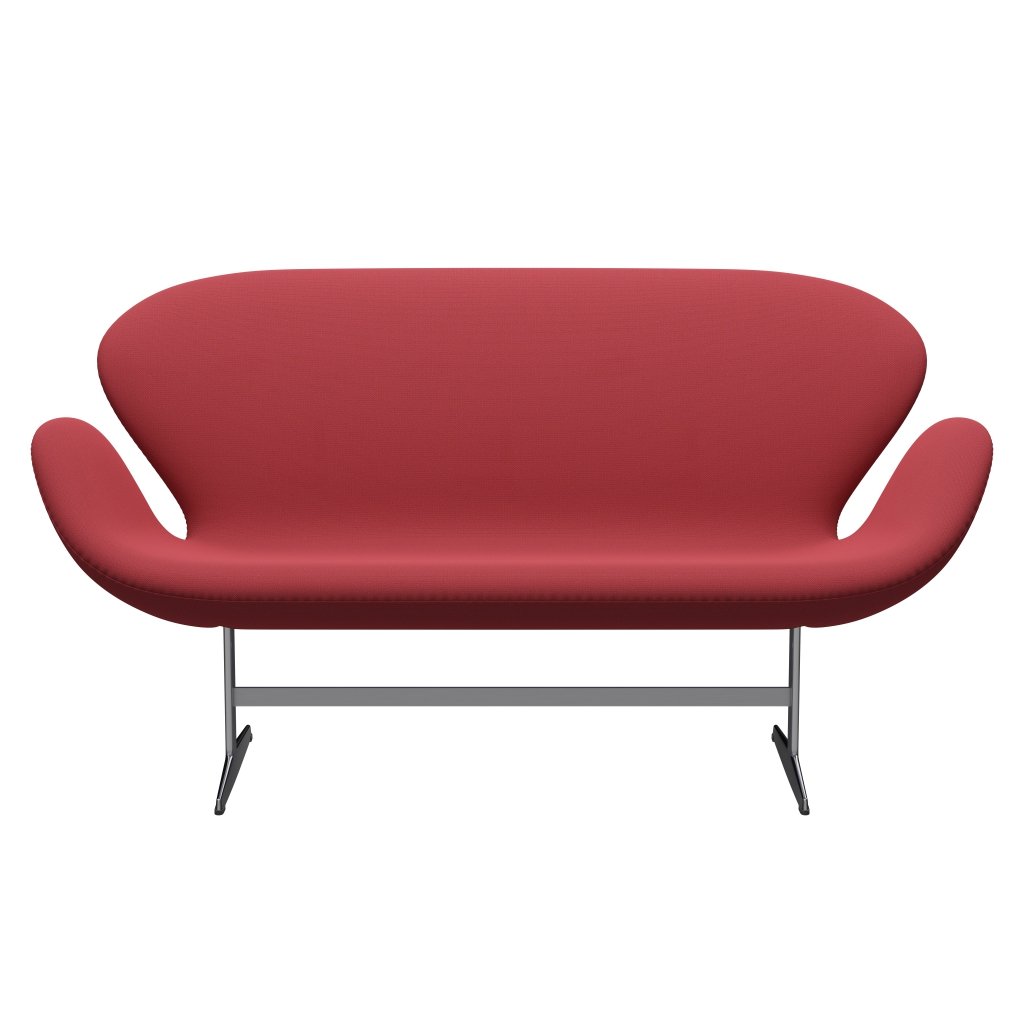 Fritz Hansen Swan Sofa 2, satynowy szczotkowany aluminium/Capture Instant Red