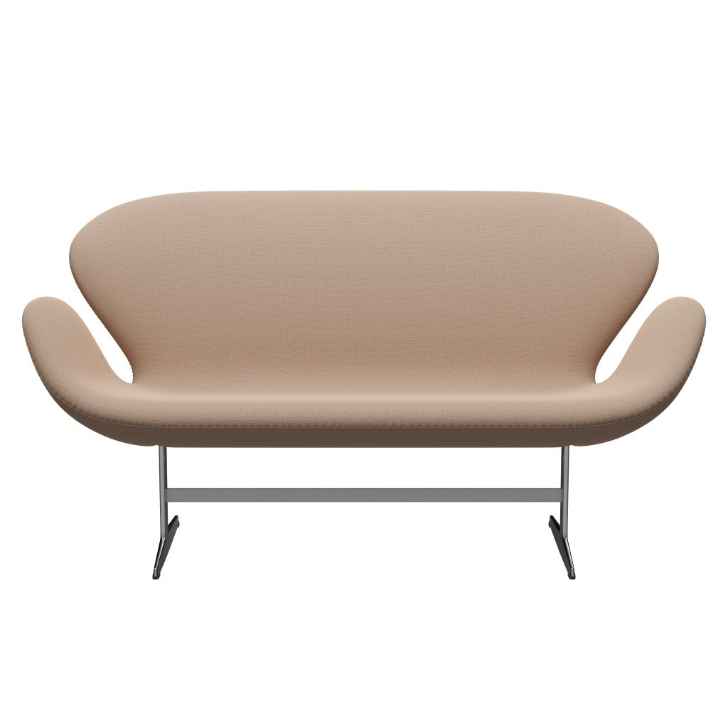 Fritz Hansen Swan Sofa 2 Seater, Satin Brushed Aluminium/Capture Pink Sand