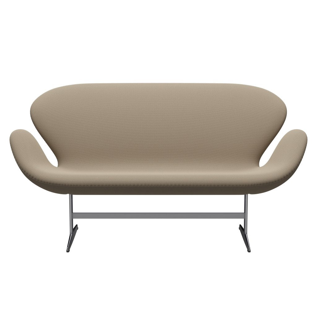 Fritz Hansen Swan Sofa 2 Seater, Satin Brushed Aluminium/Capture Sand