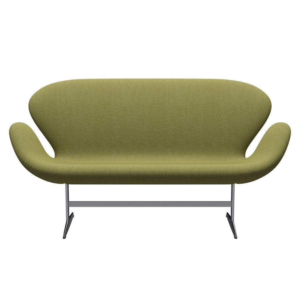 Fritz Hansen Swan Sofa 2 Seater, Satin Brushed Aluminium/Capture Wamrgrün