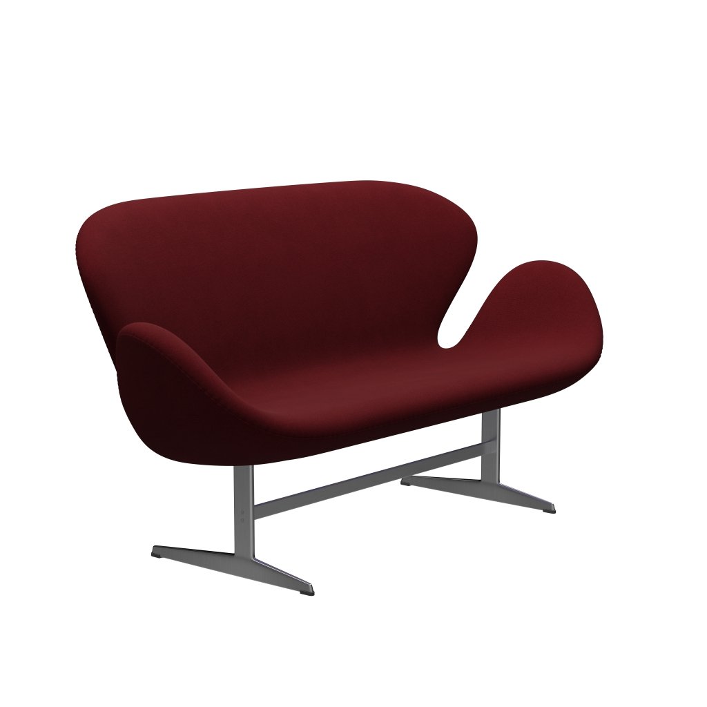 [product_category]-Fritz Hansen Swan Sofa 2 Seater, Satin Brushed Aluminium/Christianshavn Red Uni-Fritz Hansen-3321-CH1140-SPAL-FRI-2