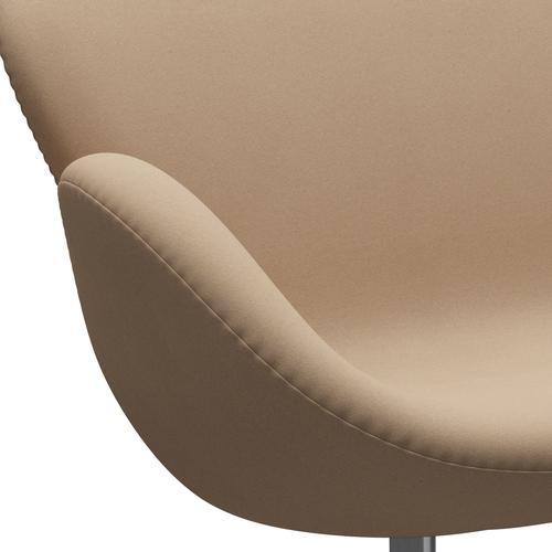 Fritz Hansen Swan Sofa 2 Seater, Satin Brushed Aluminium/Comfort Beige (61003)