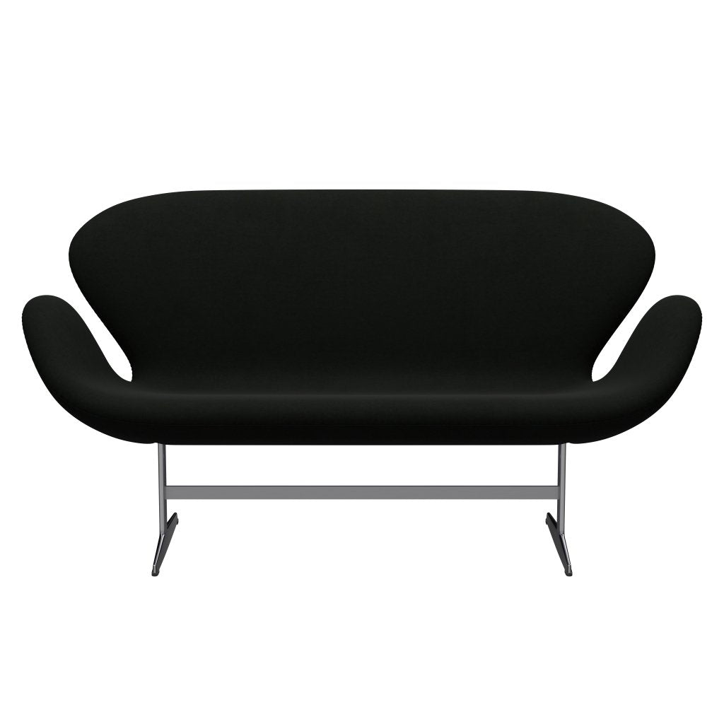 Fritz Hansen Swan Sofa 2 Seater, Satin Brushed Aluminium/Comfort Black (60009)