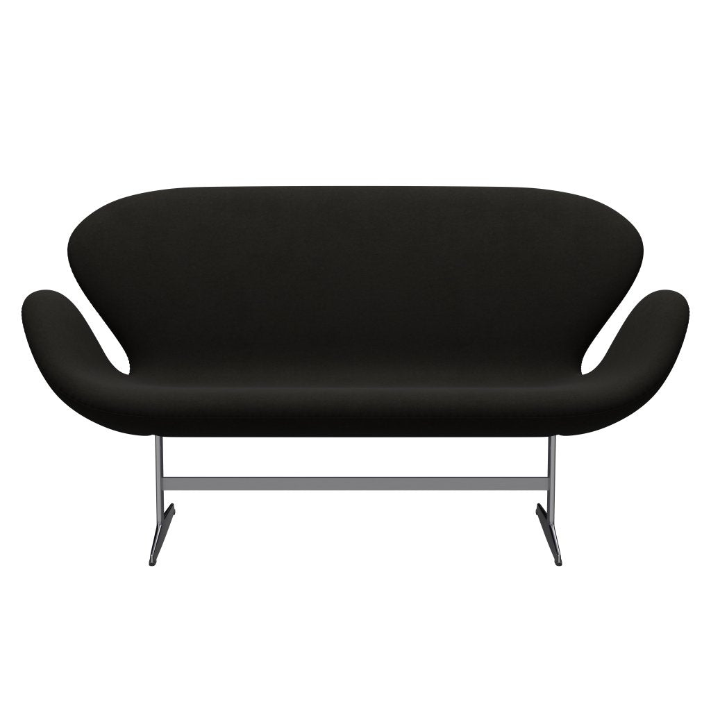 Fritz Hansen Swan Sofa 2 Seater, Satin Brushed Aluminium/Comfort Black (61013)