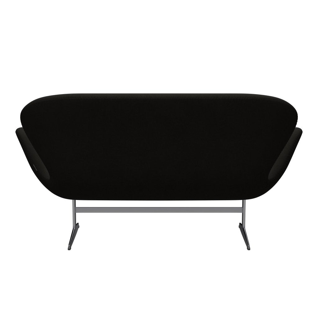 Fritz Hansen Swan Sofa 2 Seater, Satin Brushed Aluminium/Comfort Black (61013)