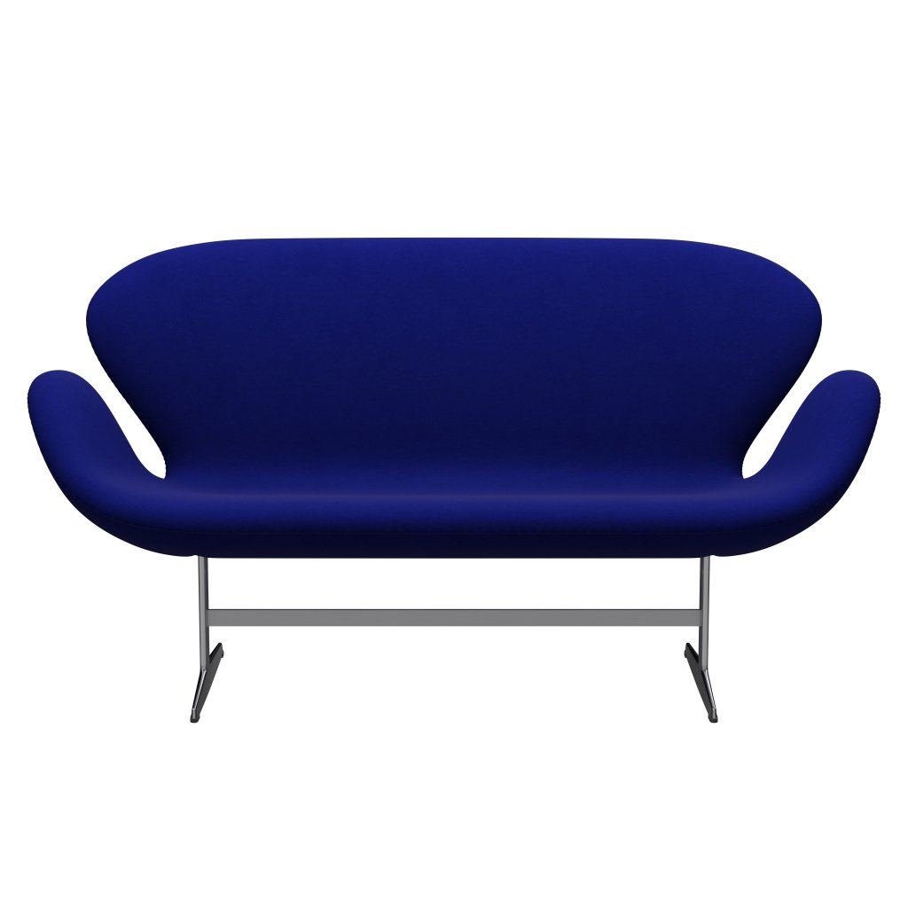 Fritz Hansen Swan Sofa 2 osobę, satynowe szczotkowane aluminium/komfort niebieski (66008)