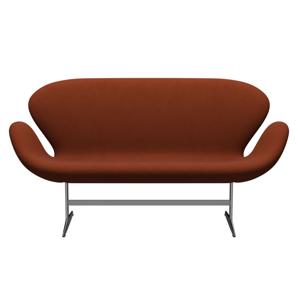 Fritz Hansen Swan Sofa 2 osobę, satynowy szczotkowany aluminium/komfort ciemnoczerwony (61018)