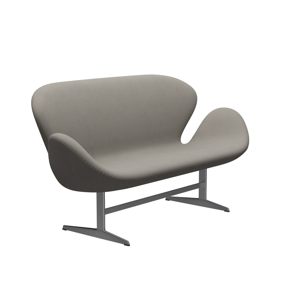 Fritz Hansen Swan Sofa 2, satynowy szczotkowany aluminium/komfort szary (60003)